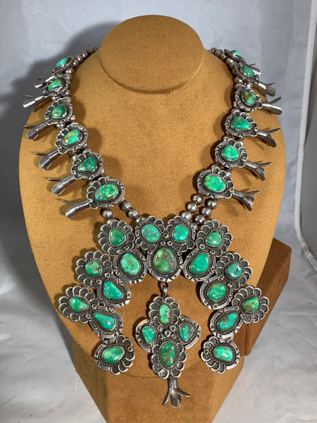 Vintage Carico Lake Turquoise Squash Blossom