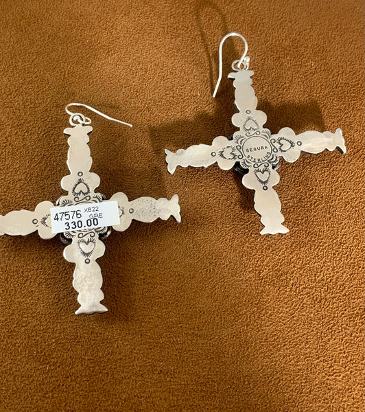 Captive Stone Lapis Cross Earrings by Gregory Segura