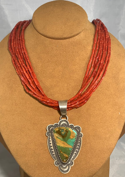 Coral With Turquoise Necklace by Tommy Jackson