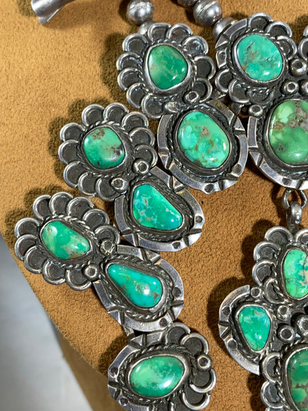 Vintage Carico Lake Turquoise Squash Blossom