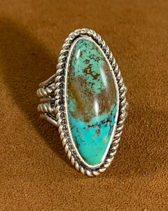 Long Turquoise Twist Ring by Alfred Lee Jr and Sr