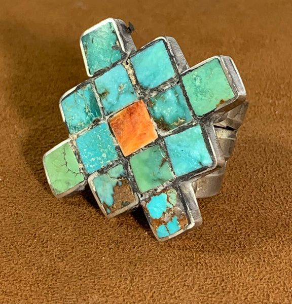 Orange Spiny and Turquoise Ring by Jock Favour