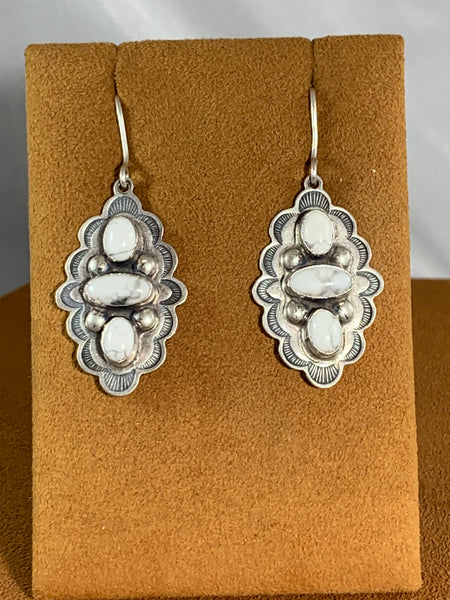 Three Stone Howilite Earrings by Don Lucas