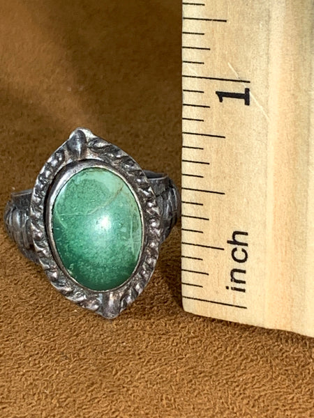 Vintage Cerrillos Turquoise Fred Harvey Ring (circa 1930)