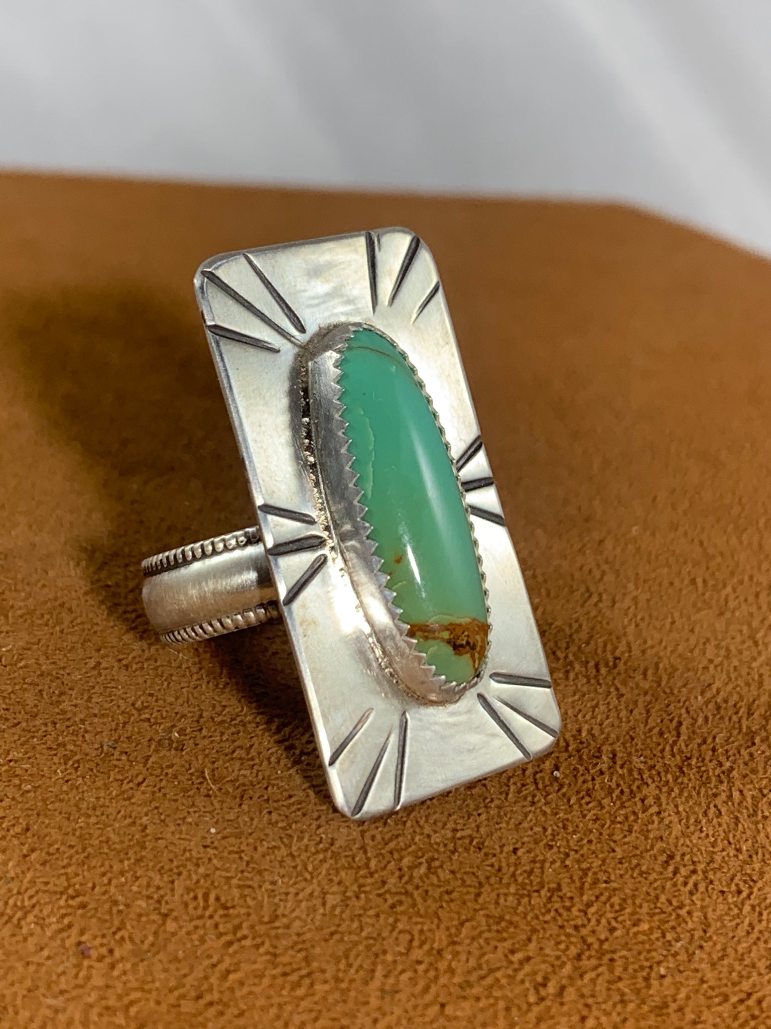 Rectangular Turquoise  Ring by Sterling Buffalo