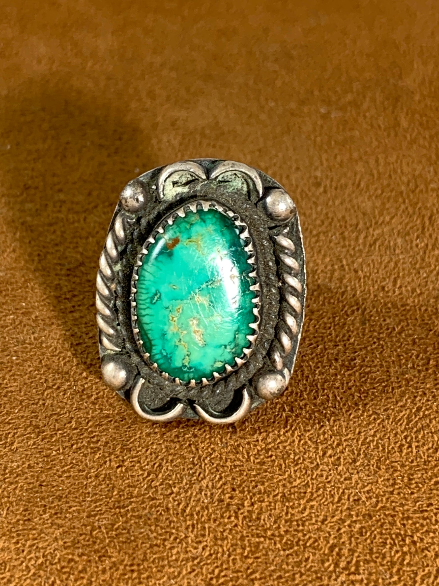 Vintage Cerrillos Turquoise Fred Harvey Ring (circa 1930 ...