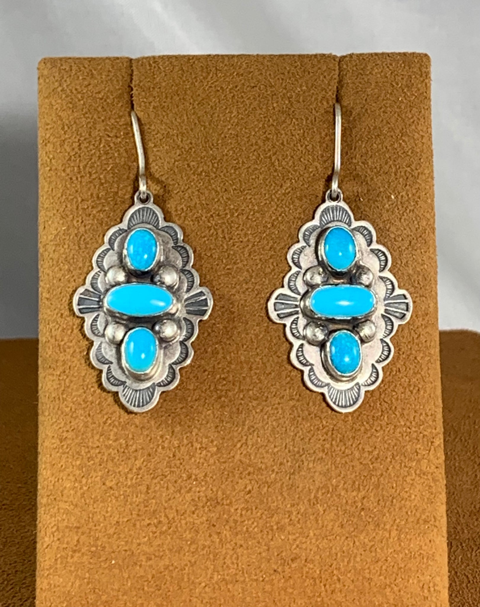 Three Stone Turquoise Earrings by Don Lucas