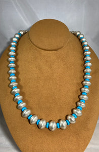 Silver and Turquoise Bead Necklace by Don Lucas
