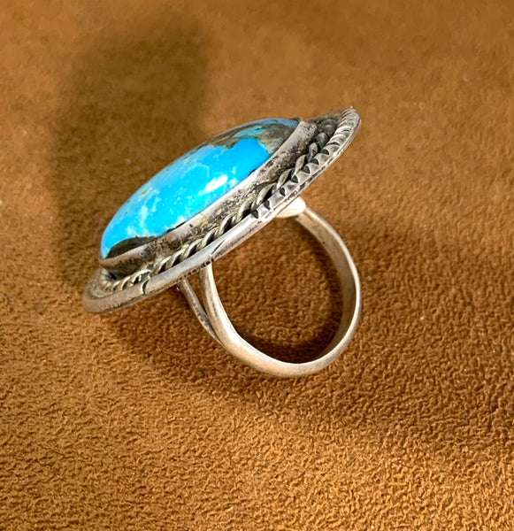 Vintage Blue Gem Turquoise Ring (circa 1950s)