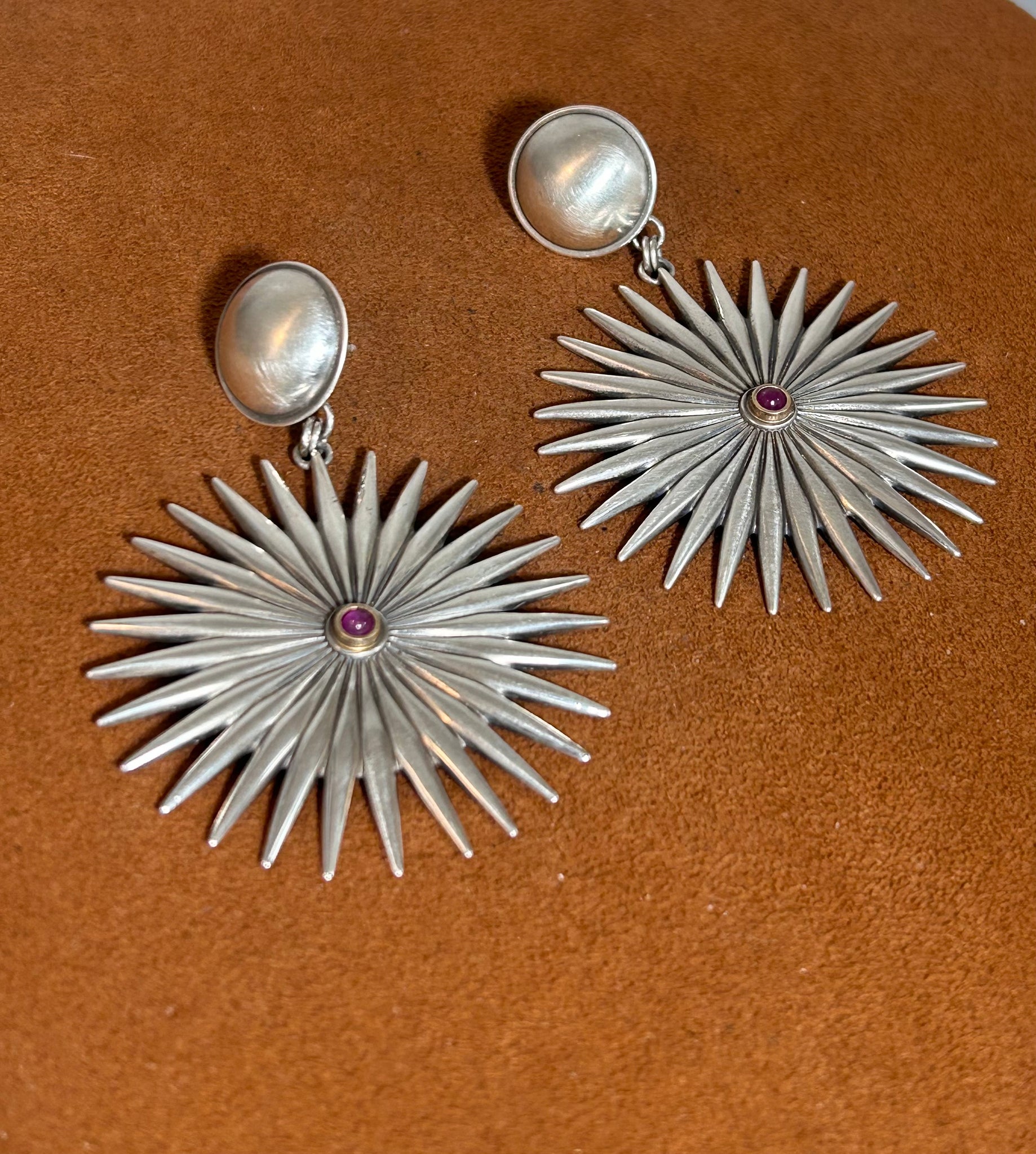 Large Ruby Spur Earrings by Dennis Hogan