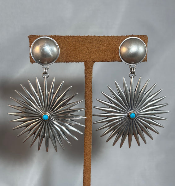 Large Turquoise Spur Earrings by Dennis Hogan