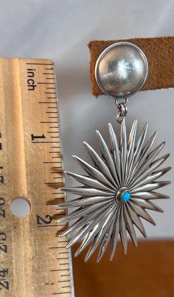 Large Turquoise Spur Earrings by Dennis Hogan