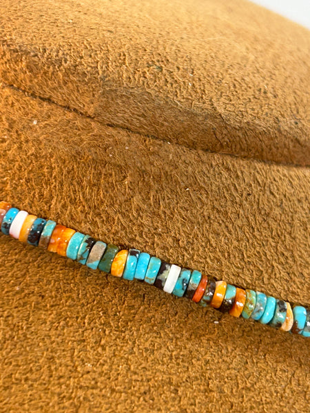 20” Mother of Pearl, Spiny Oyster  and Turquoise Necklace by First Am