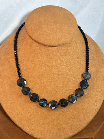 Black Labradorite with Onyx Necklace by Gloria Sawin and John Hull