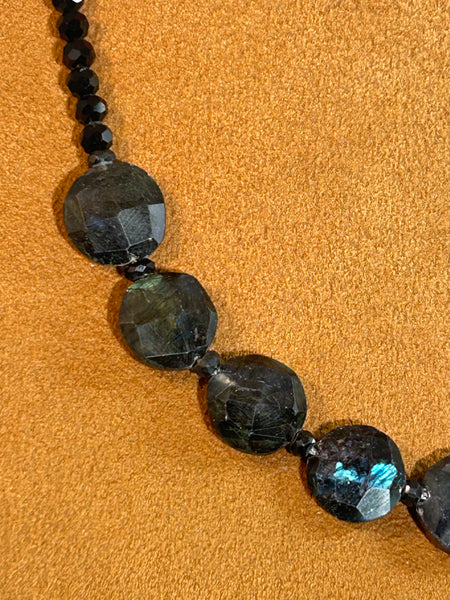 Black Labradorite with Onyx Necklace by Gloria Sawin and John Hull