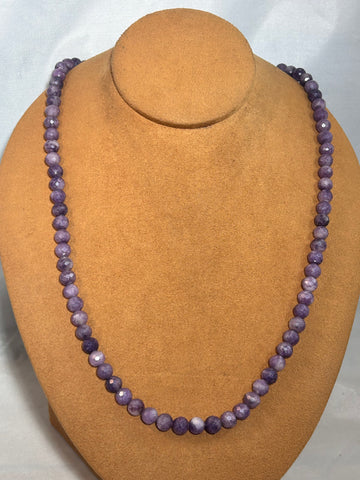 Lepidolite Faceted Bead Necklace by Gloria Sawin and John Hull