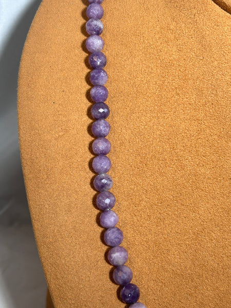 Lepidolite Faceted Bead Necklace by Gloria Sawin and John Hull