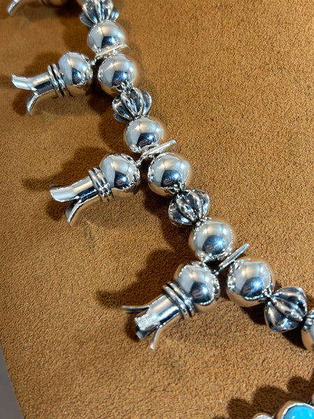 Turquoise Naja Squash Blossom Necklace by Al Joe
