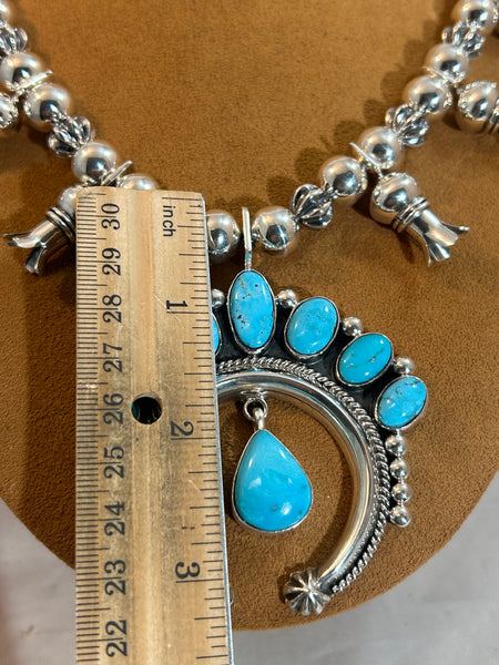 Turquoise Naja Squash Blossom Necklace by Al Joe