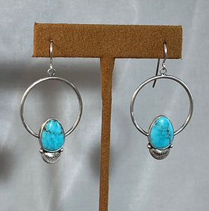 Turquoise Hoop Stamped Earring by Keri Muniz