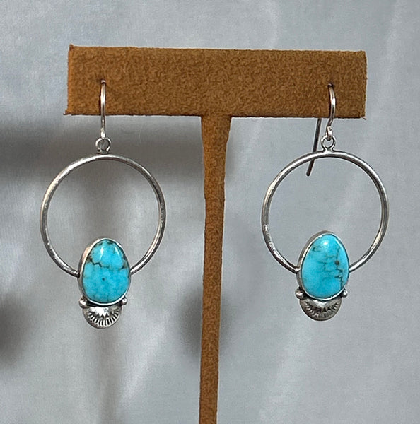Turquoise Hoop Stamped Earring by Keri Muniz