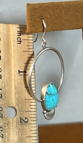 Turquoise Hoop Stamped Earring by Keri Muniz