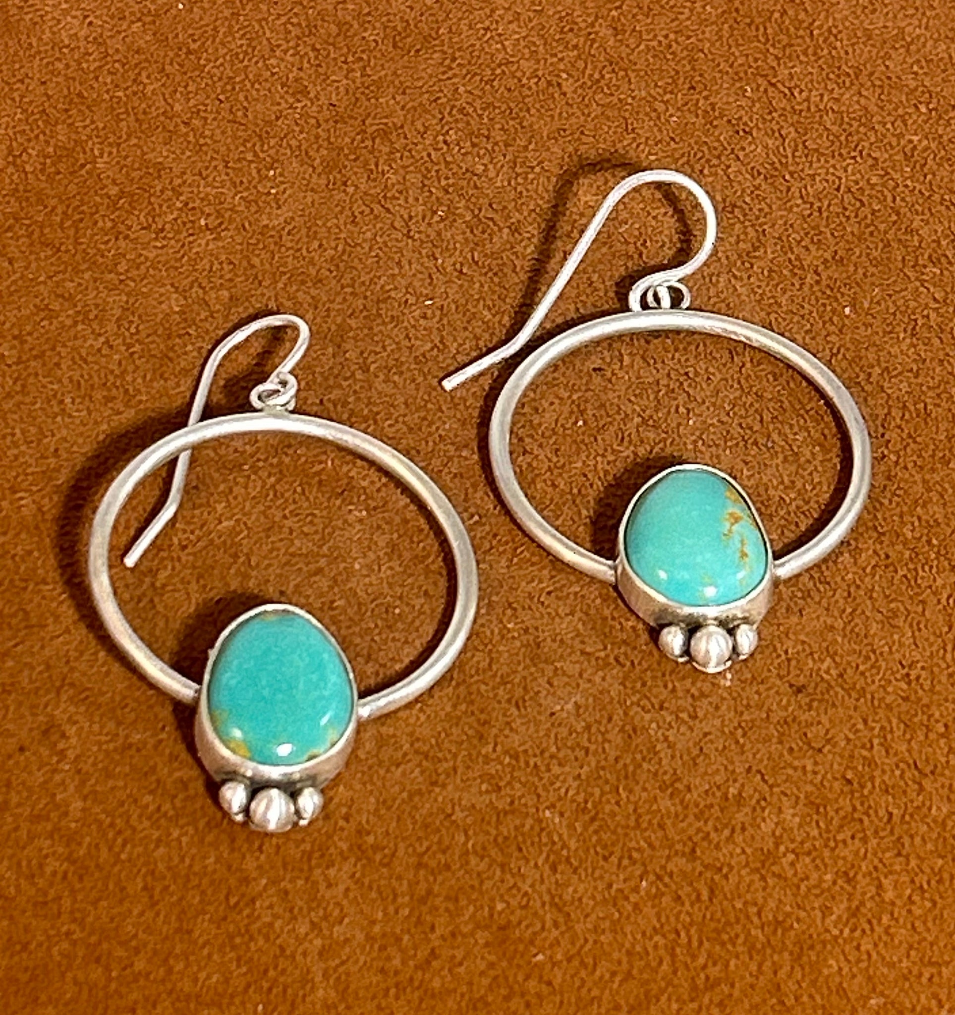 Turquoise Hoop Stamped Earring by Keri Muniz