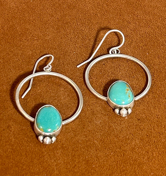Turquoise Hoop Stamped Earring by Keri Muniz