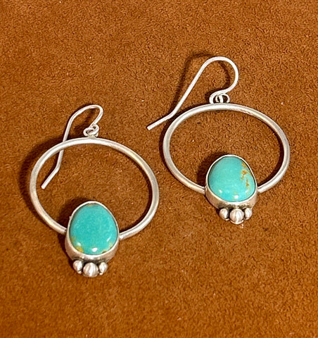 Turquoise Hoop Stamped Earring by Keri Muniz