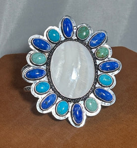 Mother of Pearl Multi Stone Cuff by Mary Teller