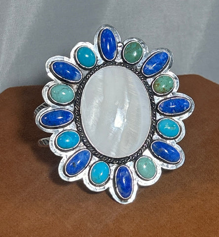 Mother of Pearl Multi Stone Cuff by Mary Teller