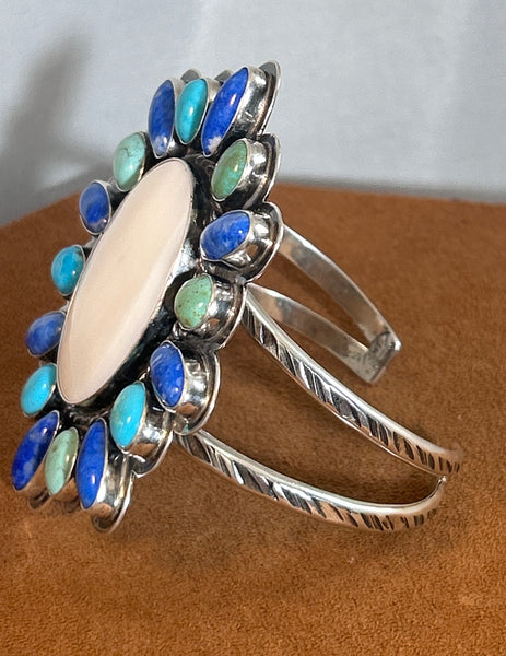 Mother of Pearl Multi Stone Cuff by Mary Teller