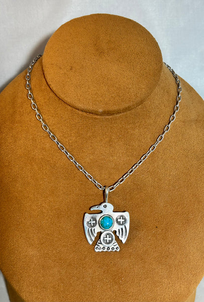 Blue Turquoise Thunderbird on Chain by Dennis Hogan