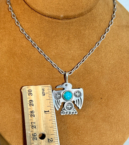 Blue Turquoise Thunderbird on Chain by Dennis Hogan