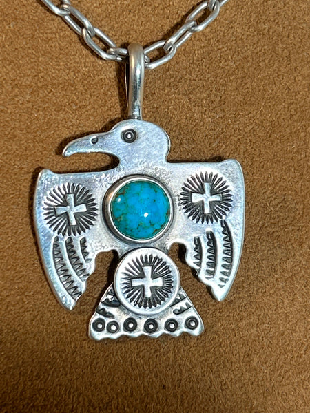 Blue Turquoise Thunderbird on Chain by Dennis Hogan