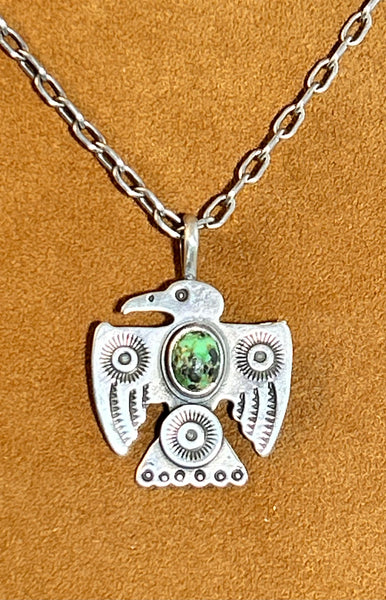 Green Turquoise Thunderbird on Chain by Dennis Hogan (Copy)