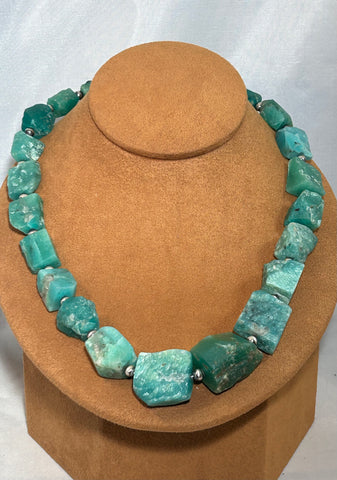 Chrysophrase Nugget Necklace by Gloria Sawin and John Hull