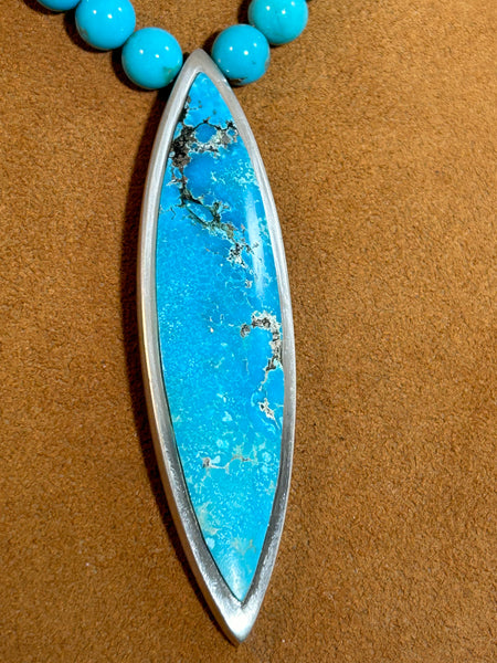 Narrow Marquis Campitos Turquoise Necklace by Gloria Sawin