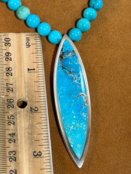 Narrow Marquis Campitos Turquoise Necklace by Gloria Sawin
