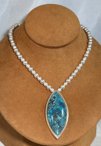 Campitos Turquoise and Sterling Silver Bead Necklace by Gloria Sawin