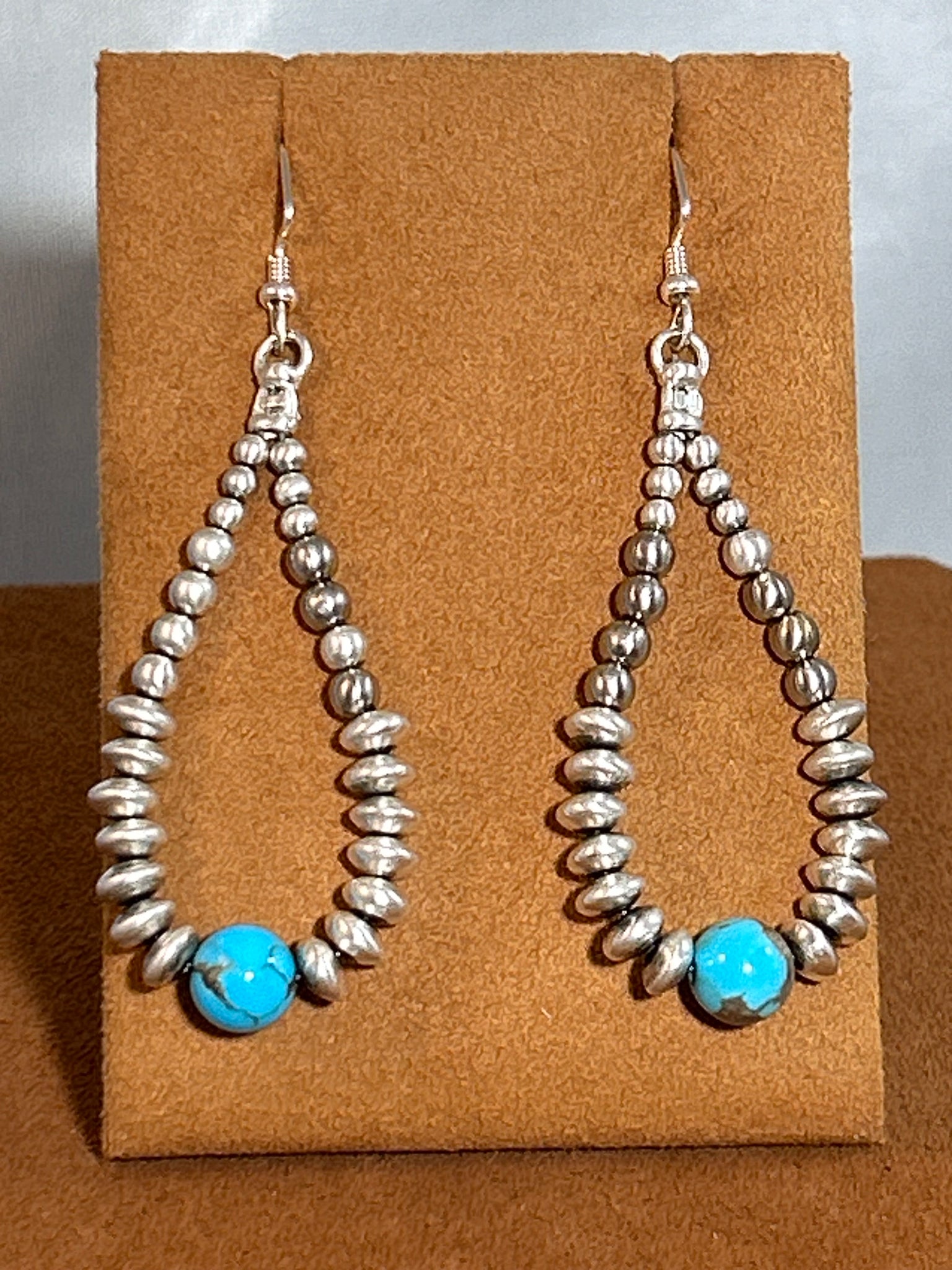 Drop Silver and Turquoise Earrings by Gloria Sawin and John Hull