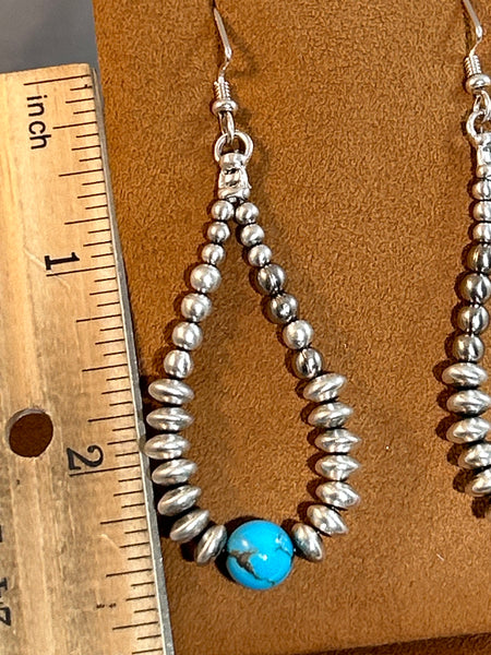 Drop Silver and Turquoise Earrings by Gloria Sawin and John Hull