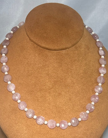 Rose Quartz Bead Necklace by Gloria Sawin and John Hull