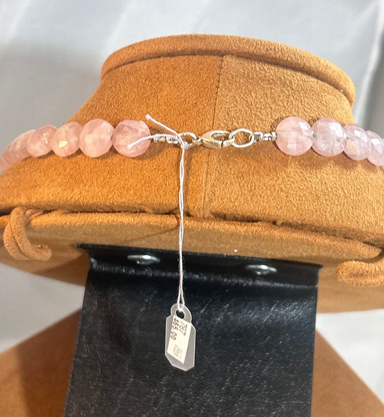 Rose Quartz Bead Necklace by Gloria Sawin and John Hull