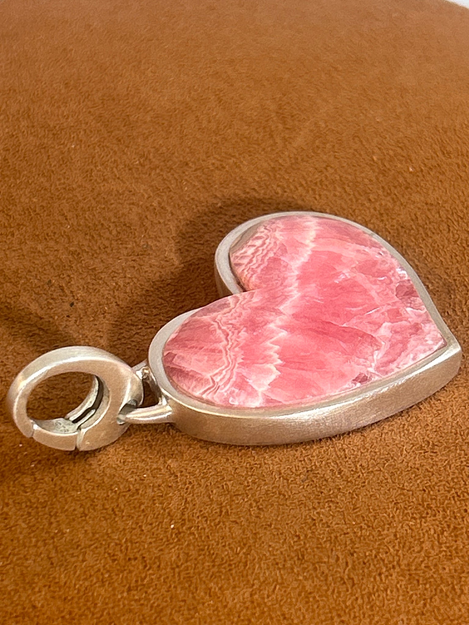Rhodochrosite Heart Pendant by Gloria Sawin and John Hull