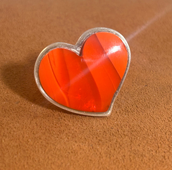Orange Rosarita Heart Ring by Gloria Sawin and John Hull