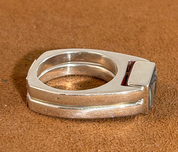 Rosarita and Abalone Double Delight Reversible Ring by Gloria Sawin