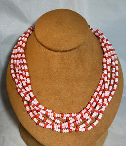 Six Strand Pink and Red Coral Necklace by Don Lucas