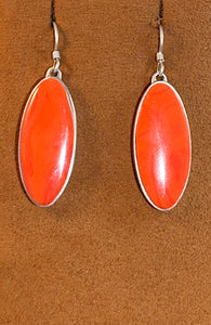 Orange Oval Rosarita Earrings by Gloria Sawin and John Hull