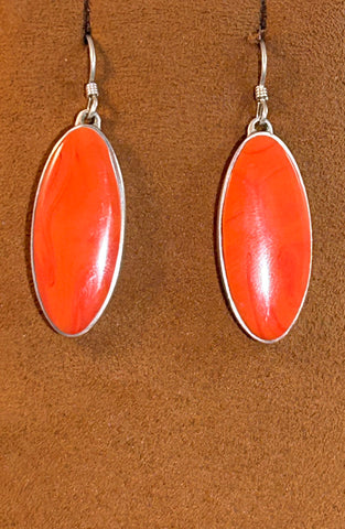 Orange Oval Rosarita Earrings by Gloria Sawin and John Hull